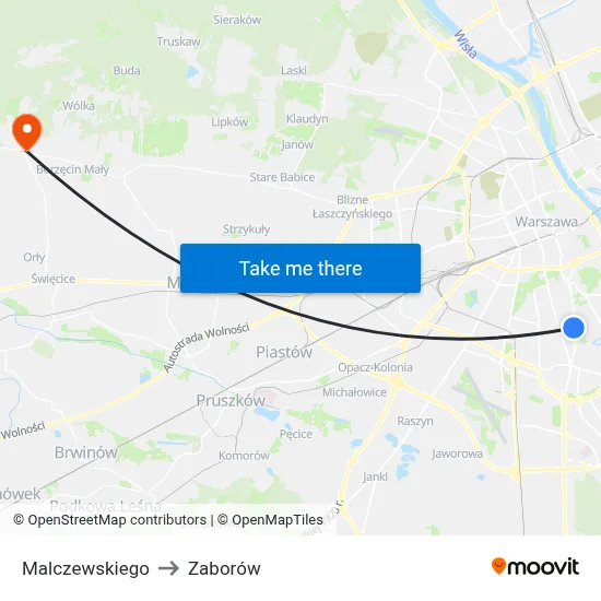Malczewskiego to Zaborów map