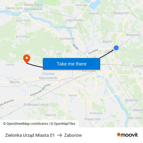 Zielonka Urząd Miasta 01 to Zaborów map