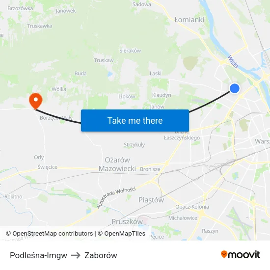 Podleśna - IMGW to Zaborów map