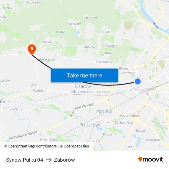 Synów Pułku to Zaborów map