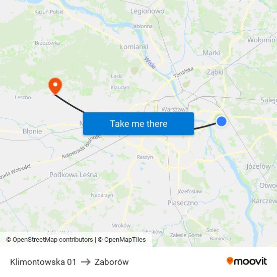 Klimontowska 01 to Zaborów map