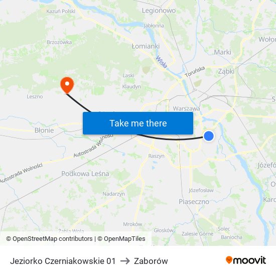 Jeziorko Czerniakowskie 01 to Zaborów map