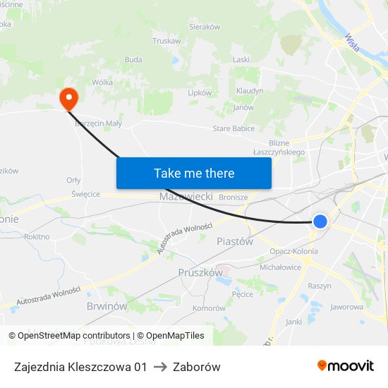 Zajezdnia Kleszczowa 01 to Zaborów map