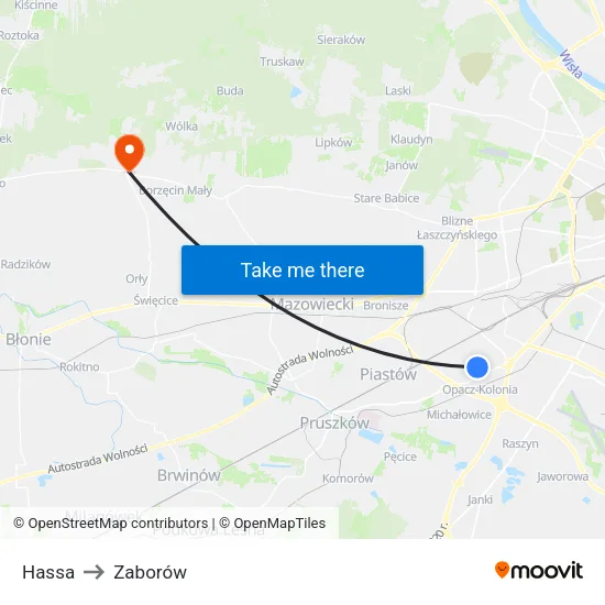 Hassa to Zaborów map