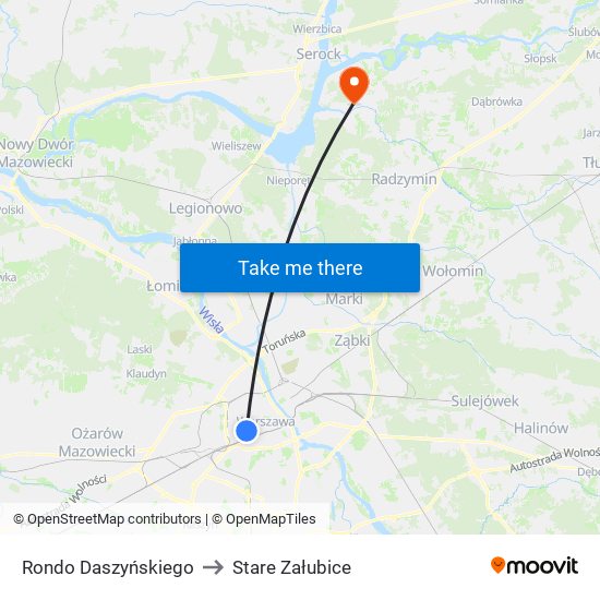 Rondo Daszyńskiego to Stare Załubice map