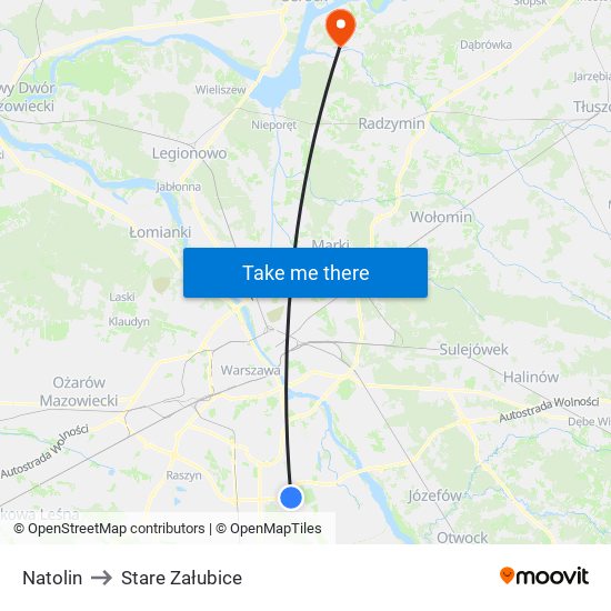 Natolin to Stare Załubice map