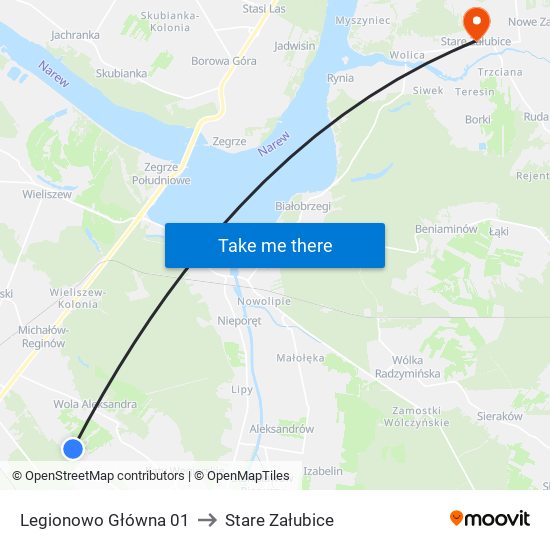 Legionowo Główna 01 to Stare Załubice map