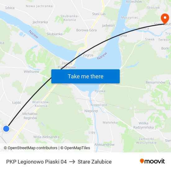 PKP Legionowo Piaski 04 to Stare Załubice map