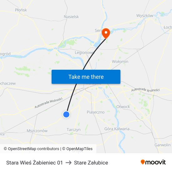 Stara Wieś Żabieniec 01 to Stare Załubice map