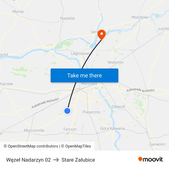 Węzeł Nadarzyn 02 to Stare Załubice map