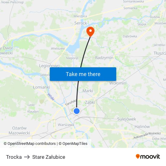 Trocka to Stare Załubice map