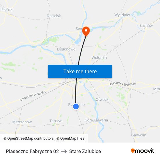 Piaseczno Fabryczna 02 to Stare Załubice map