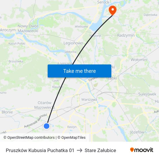 Pruszków Kubusia Puchatka 01 to Stare Załubice map