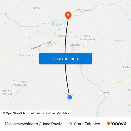 Michalczewskiego / Jana Pawła II to Stare Załubice map