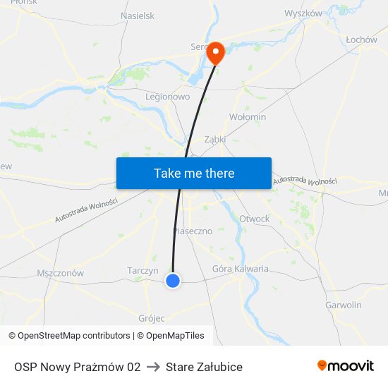 OSP Nowy Prażmów 02 to Stare Załubice map