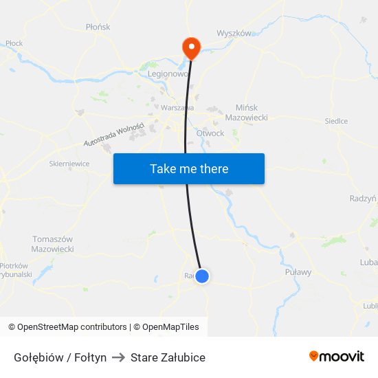 Gołębiów / Fołtyn to Stare Załubice map