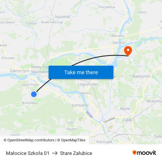 Małocice Szkoła 01 to Stare Załubice map