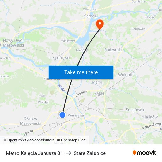 Metro Księcia Janusza 01 to Stare Załubice map