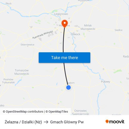 Żelazna / Działki (Nż) to Gmach Główny Pw map