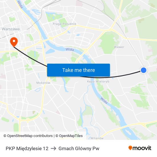 PKP Międzylesie 12 to Gmach Główny Pw map