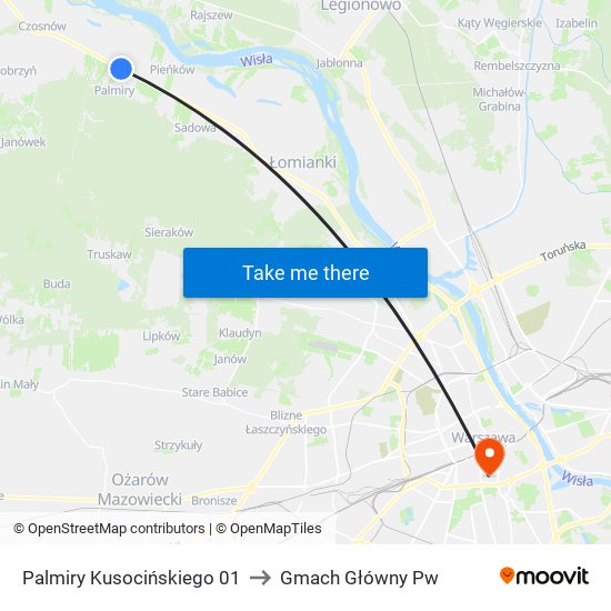 Palmiry Kusocińskiego 01 to Gmach Główny Pw map