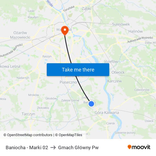 Baniocha - Marki 02 to Gmach Główny Pw map