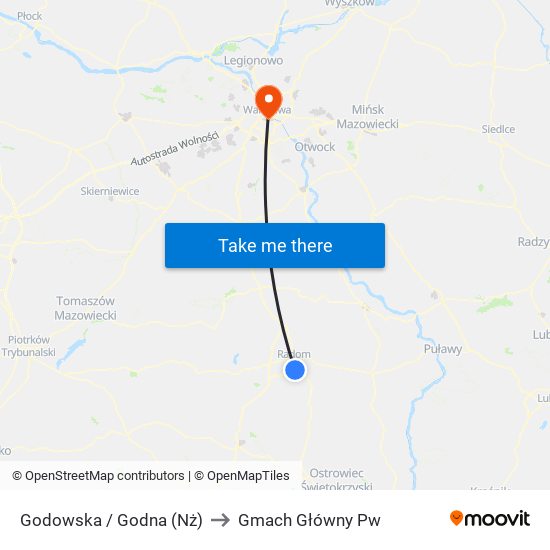 Godowska / Godna  (Nż) to Gmach Główny Pw map