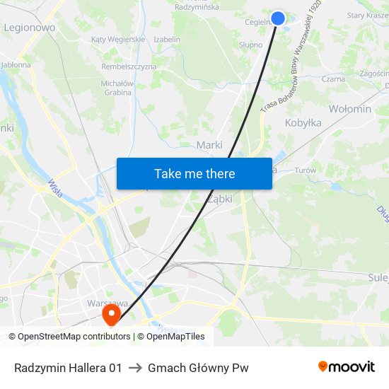 Radzymin Hallera 01 to Gmach Główny Pw map