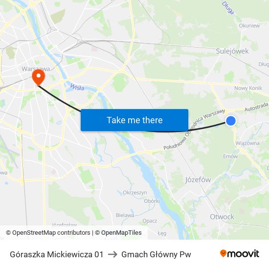 Góraszka Mickiewicza 01 to Gmach Główny Pw map