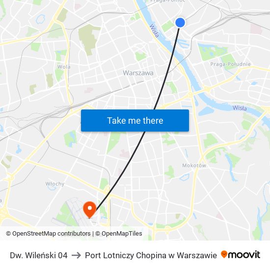 Dw. Wileński to Port Lotniczy Chopina w Warszawie map