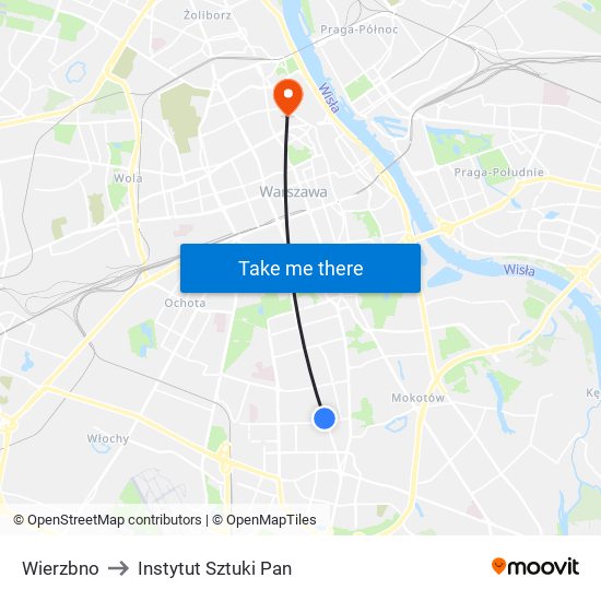 Wierzbno to Instytut Sztuki Pan map