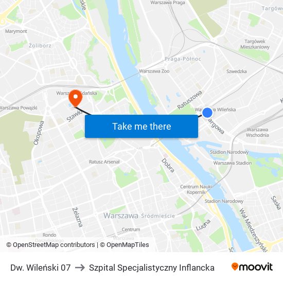 Dw. Wileński 07 to Szpital Specjalistyczny Inflancka map