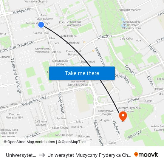Uniwersytet 01 to Uniwersytet Muzyczny Fryderyka Chopina map