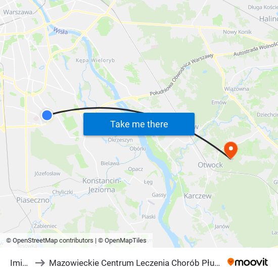 Imielin to Mazowieckie Centrum Leczenia Chorób Płuc I Gruźlicy map