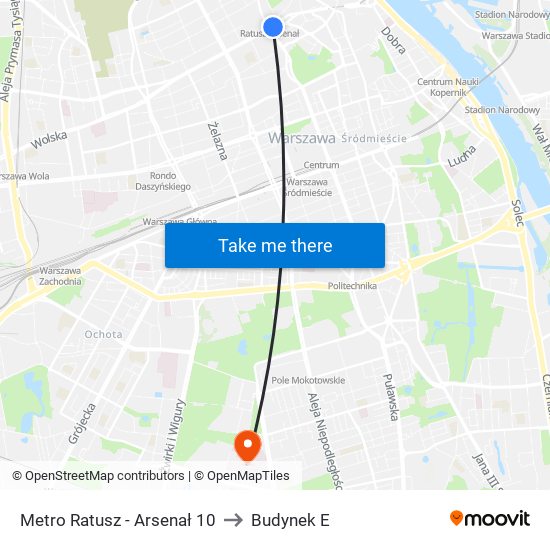 Metro Ratusz - Arsenał 10 to Budynek E map