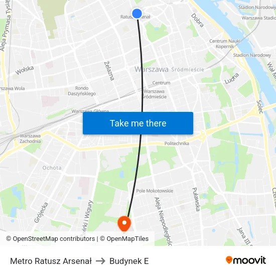 Metro Ratusz Arsenał to Budynek E map