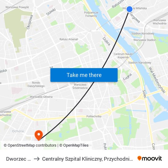 Dworzec Wileński to Centralny Szpital Kliniczny, Przychodnia Specjalistyczna Banacha map