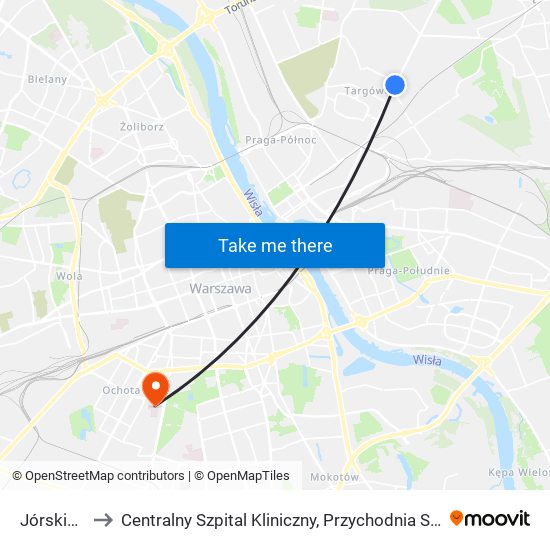 Jórskiego 01 to Centralny Szpital Kliniczny, Przychodnia Specjalistyczna Banacha map