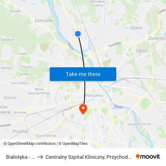 Białołęka-Ratusz to Centralny Szpital Kliniczny, Przychodnia Specjalistyczna Banacha map