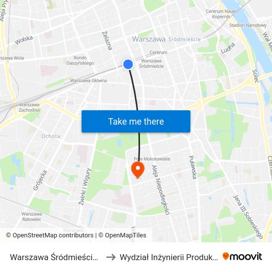 Warszawa Śródmieście WKD to Wydział Inżynierii Produkcji Pw map