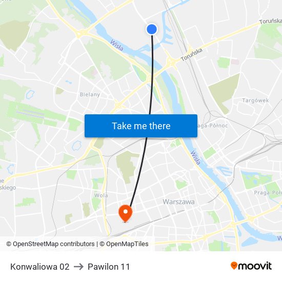 Konwaliowa 02 to Pawilon 11 map