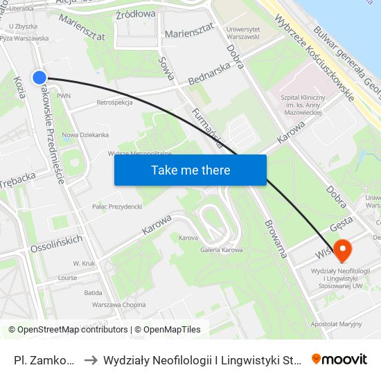 Pl. Zamkowy 01 to Wydziały Neofilologii I Lingwistyki Stosowanej Uw map