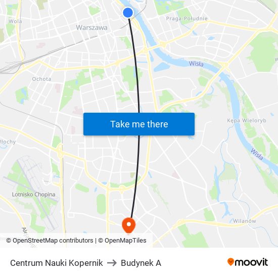 Centrum Nauki Kopernik to Budynek A map