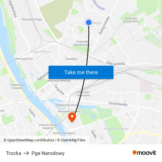 Trocka to Pge Narodowy map