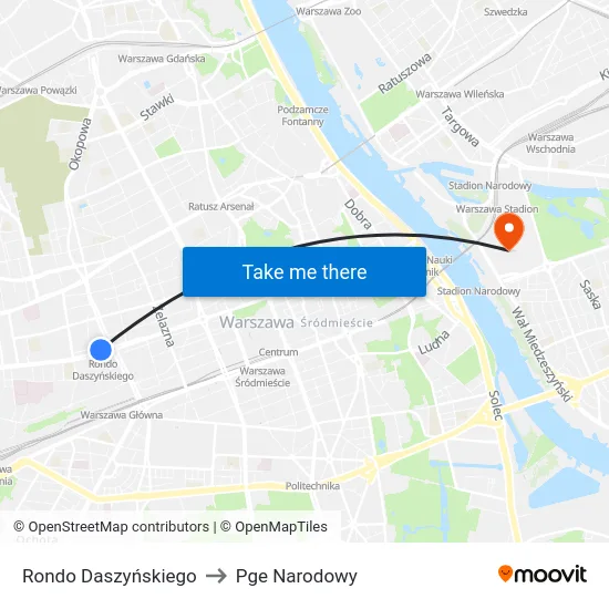 Rondo Daszyńskiego to Pge Narodowy map