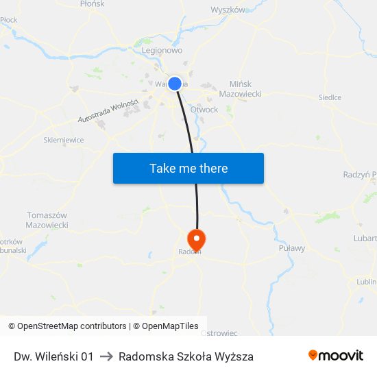 Dw. Wileński 01 to Radomska Szkoła Wyższa map