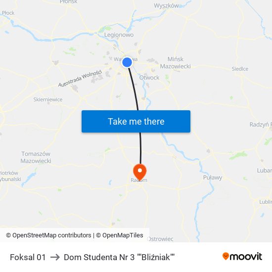 Foksal to Dom Studenta Nr 3 ""Bliźniak"" map