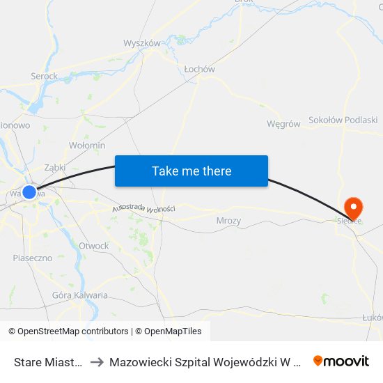 Stare Miasto 02 to Mazowiecki Szpital Wojewódzki W Siedlcach map