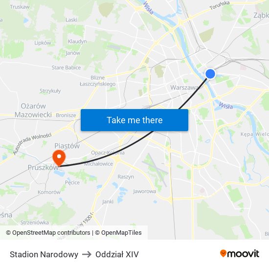 Stadion Narodowy to Oddział XIV map