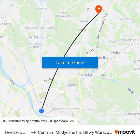 Dworzec Wileński to Centrum Medyczne Im. Bitwy Warszawskiej 1920 Roku map